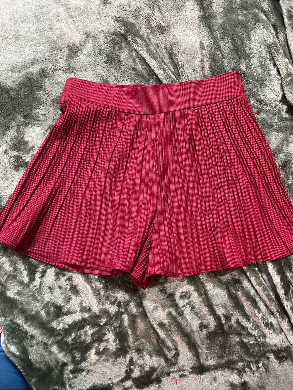 Zara Pleated Knit Shorts in Deep Wine